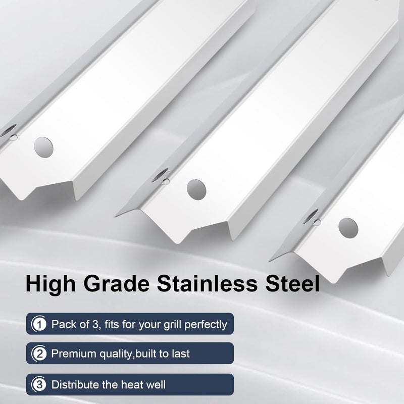 Criditpid Grill Replacement Parts for Dyna-Glo 3-Burner DGC310CNP-D, DGC310RNP-D, DGC310BNP-D Grill Models. Stainless Steel Grill Heat Plate, Heat Shields, Burner Cover for Dyna-Glo DGC310CNP-D. - Image 3